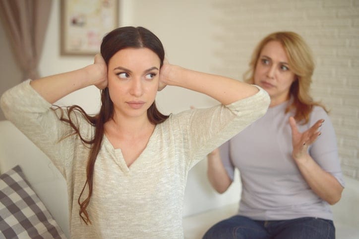 Mom and daughter in a heated discussion.