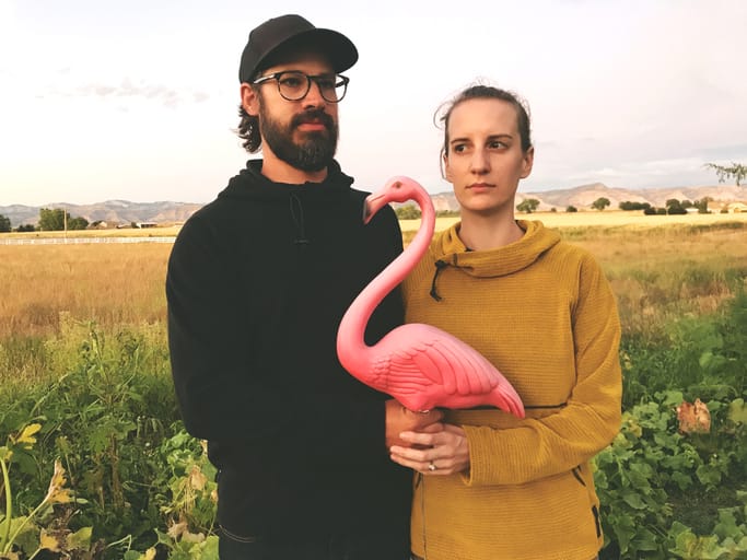 In Western ColoradoYoung Beautiful Millennial couple male and female husband and wife posing with props in rural setting (photos professionally retouched and filters applied as needed - (Shot with iPhone 7 Plus 12mp 4032 × 3024 photos professionally retouched - Lightroom / Photoshop)