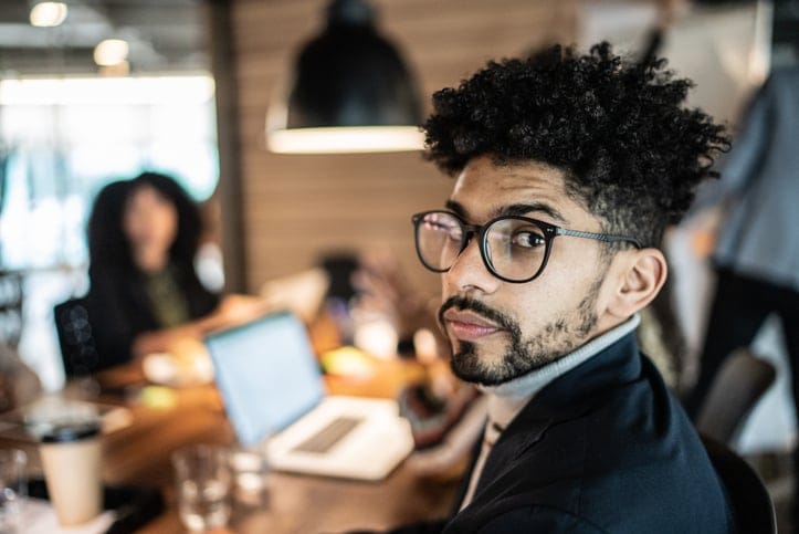 man working at computer