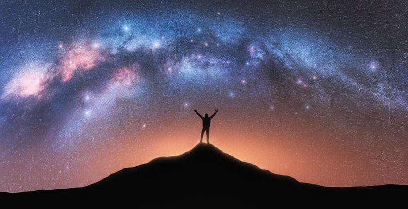 Man watching the starry night.