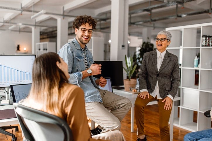colleagues having business meeting