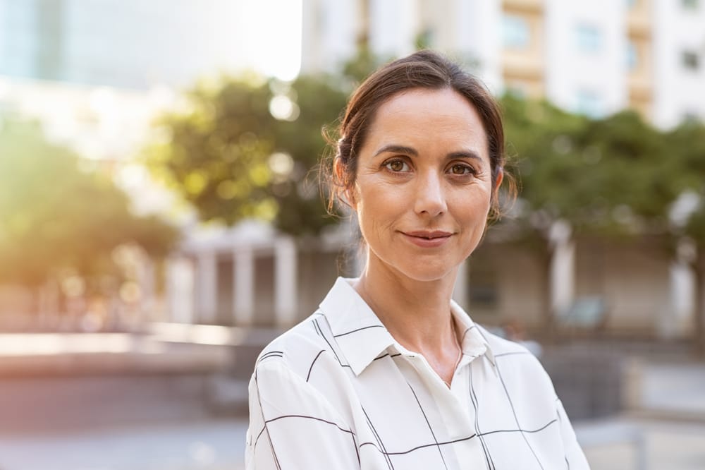 A happy mature middle age woman