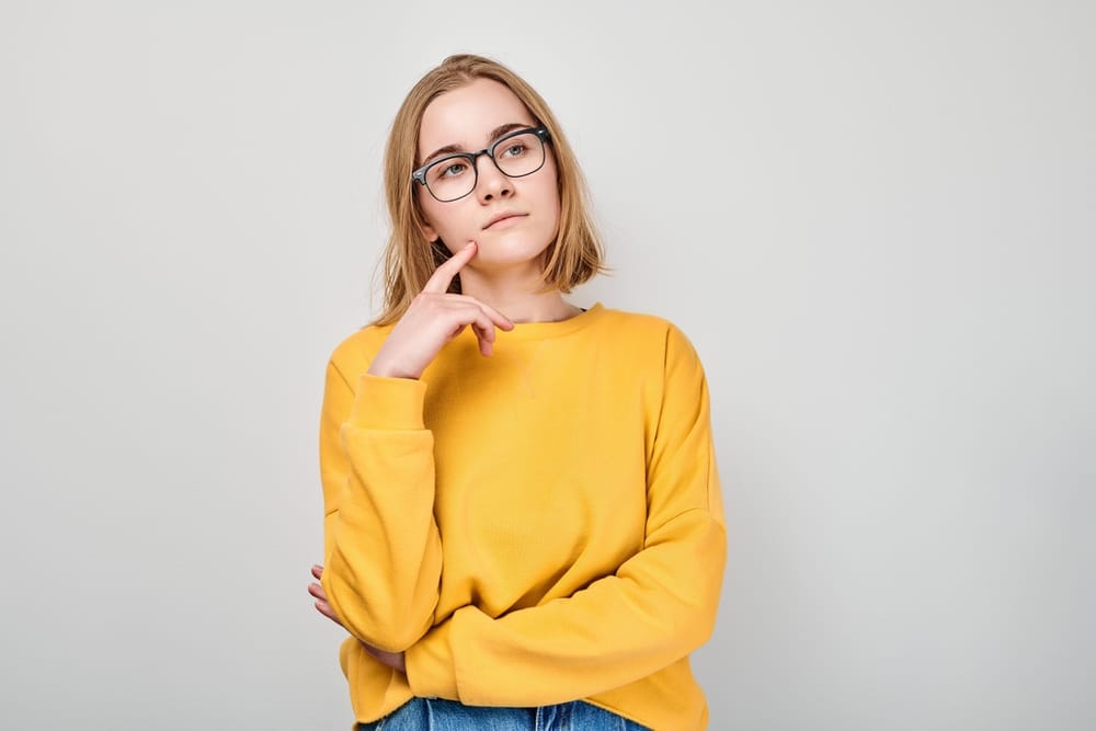 Woman making a decision.