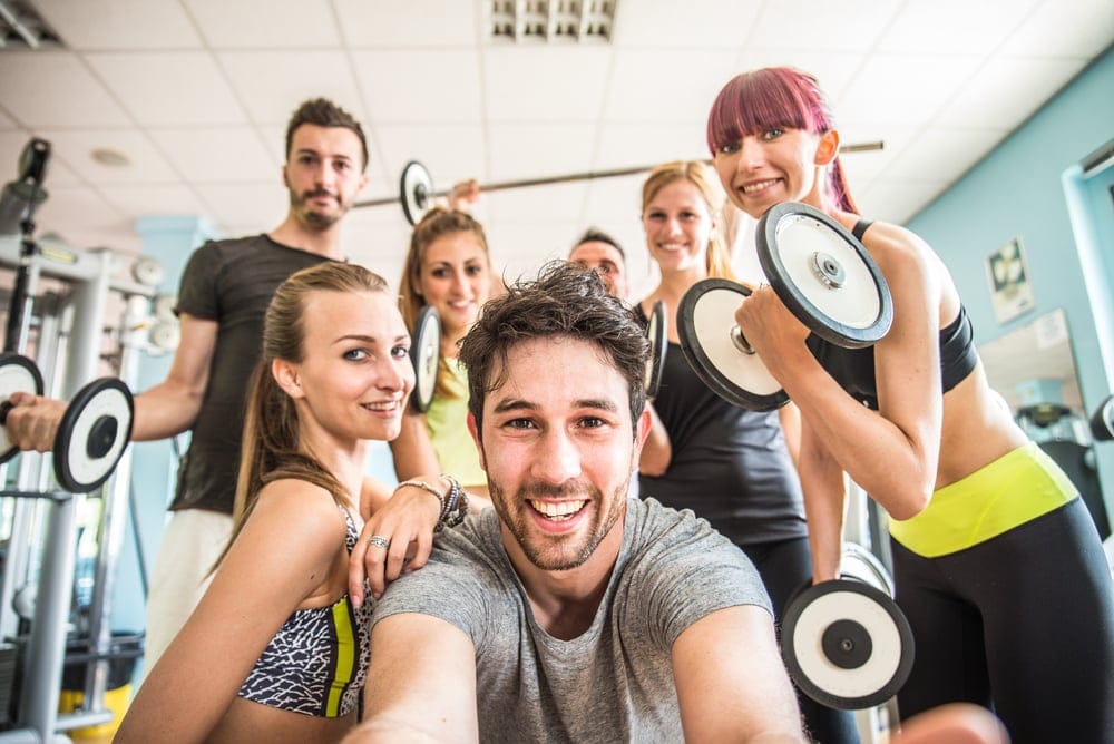 Group of friends at the gym together.