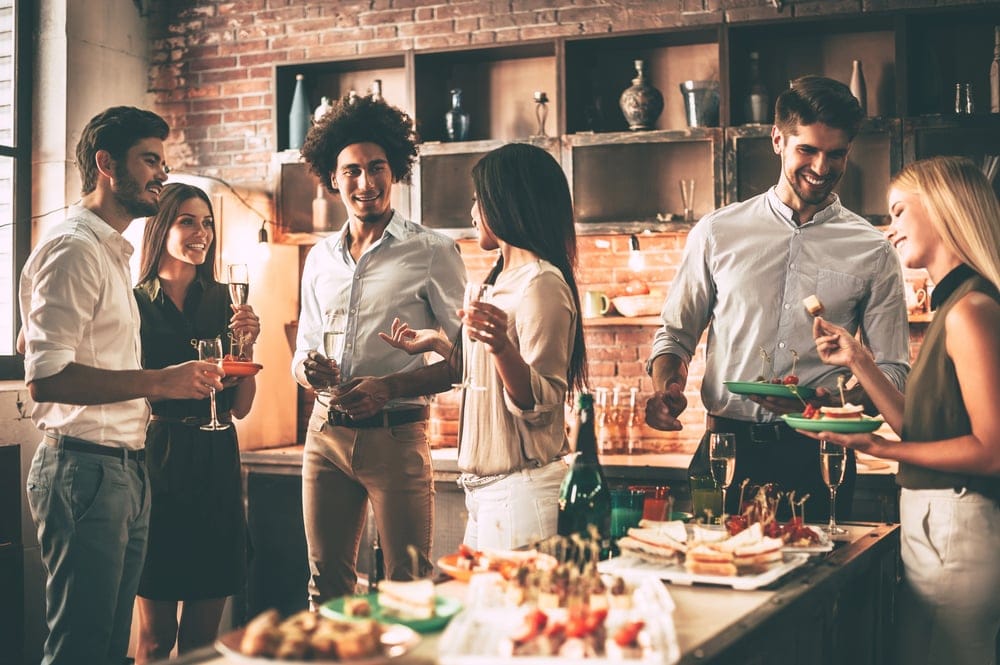 Friends gather at a party.