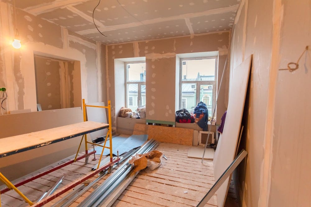A home under construction for renovation.