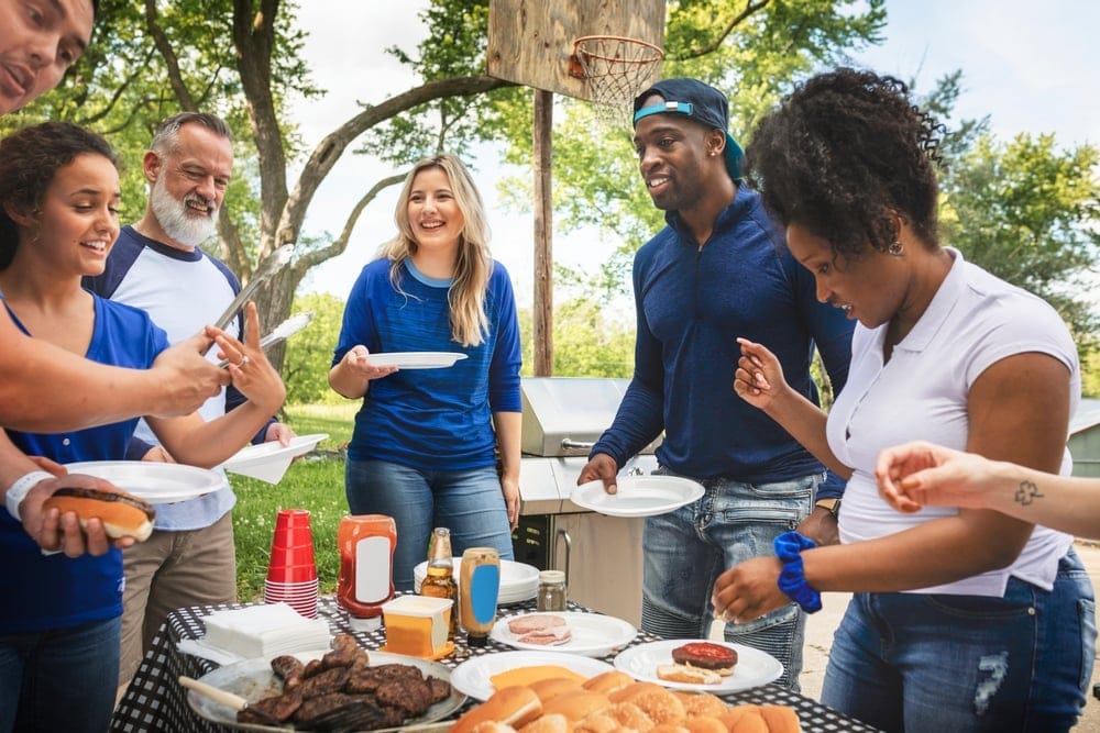 Group of friends at a BBQ.