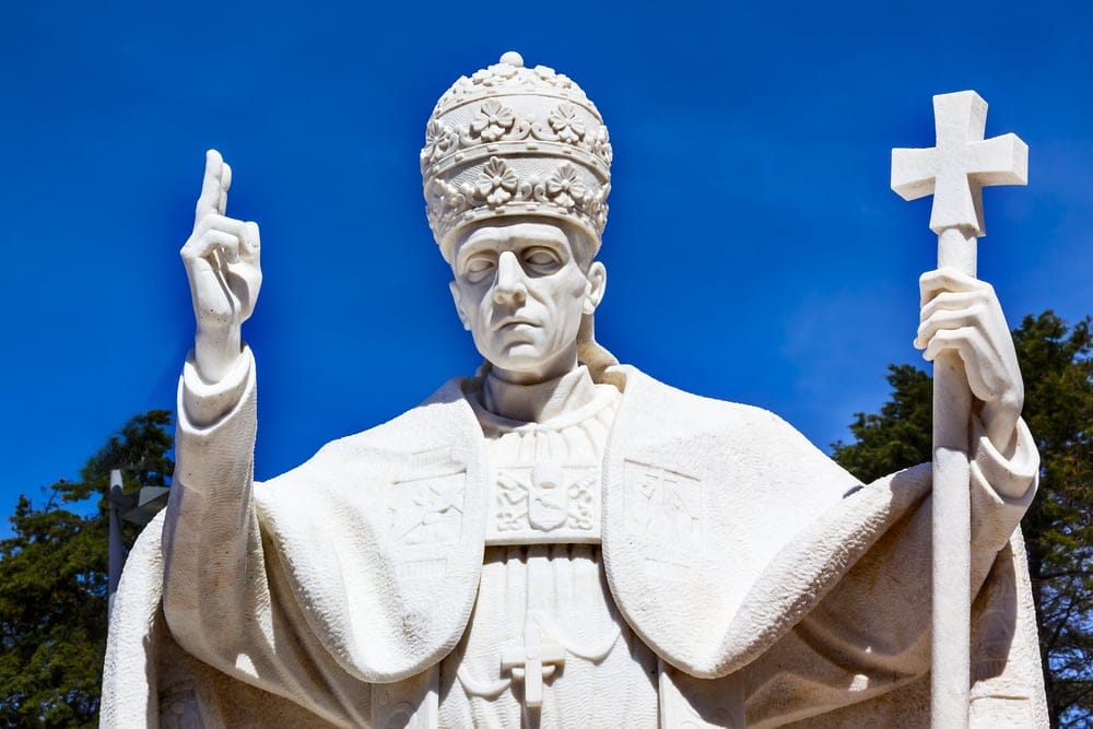 A statue of the Pope.