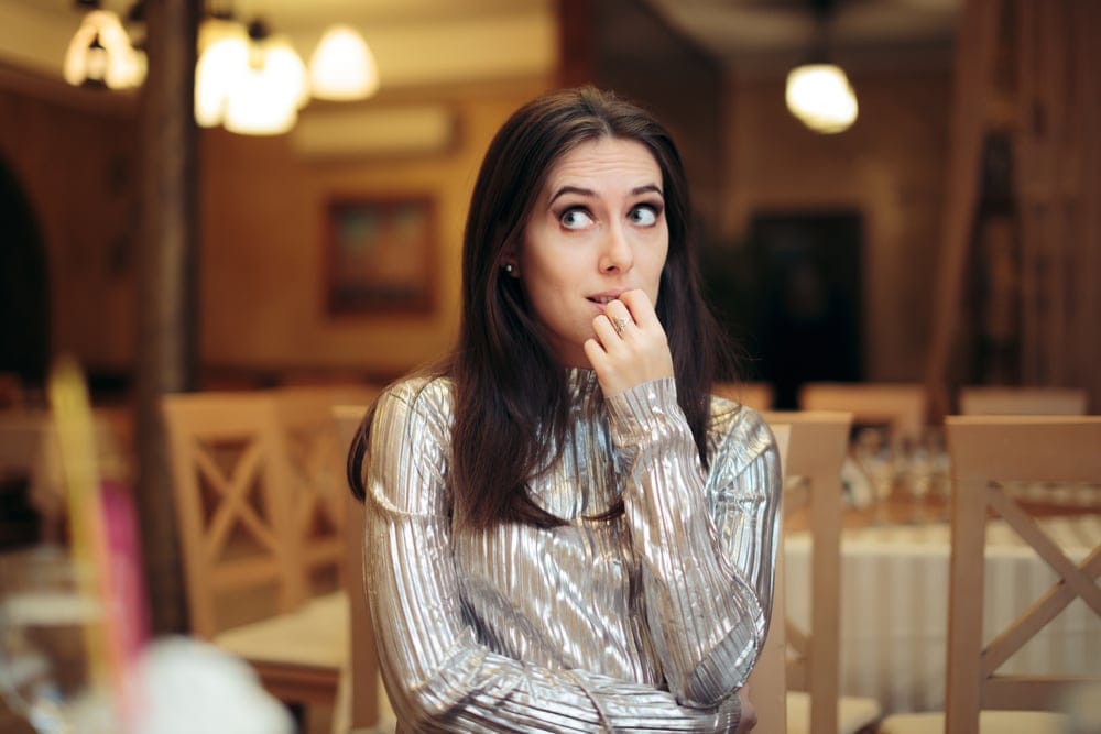 Woman waiting for the party to start.