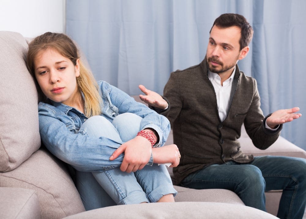 Young,Father,Quarrelling,With,His,Daughter,Teenager,At,Home