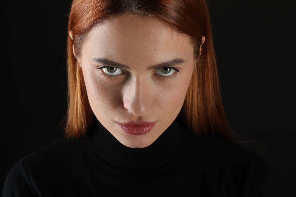 Woman making eye contact.
