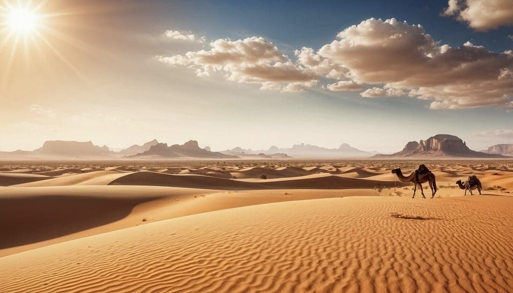 Camels In the desert.