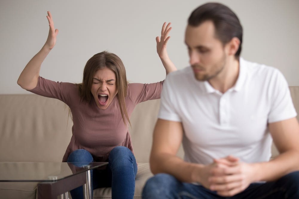 Woman yelling at her husband.