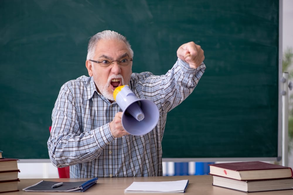 Angry male teacher.