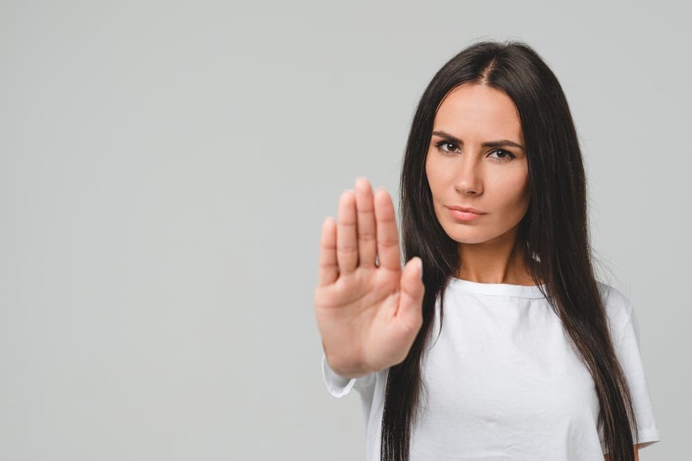 Woman showing her palm.