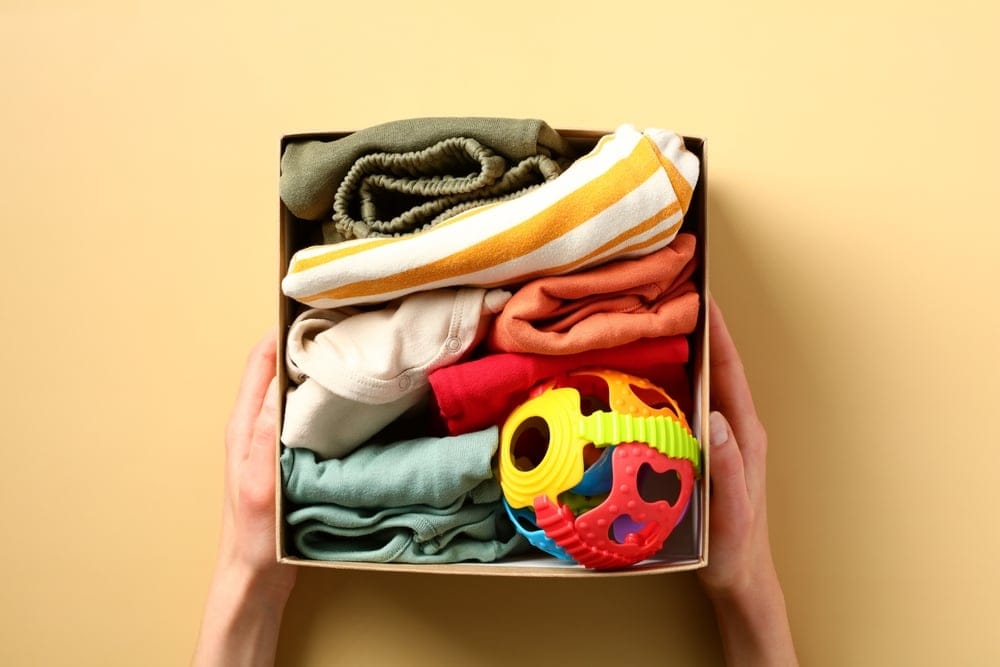 An organized box of belongings.