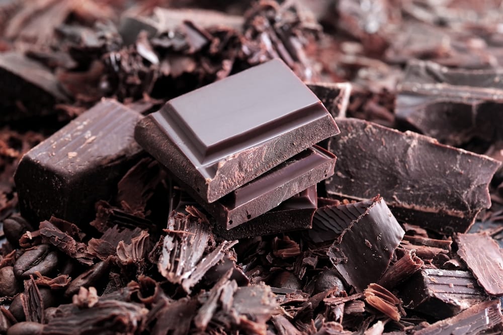 Dark chocolate broken into pieces.