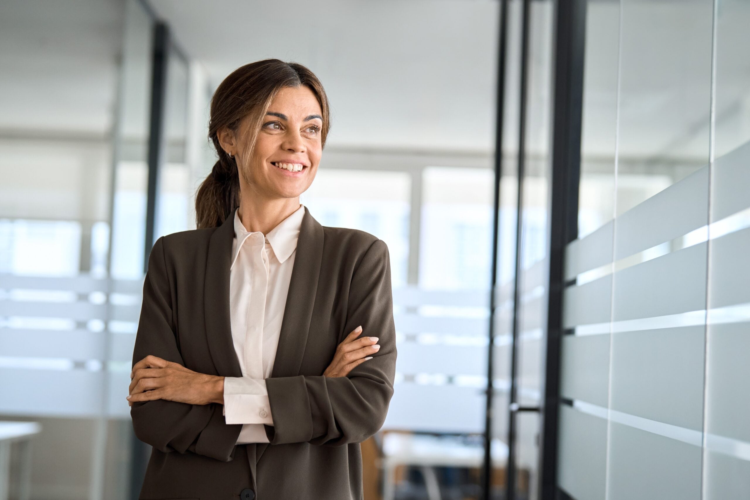 Confident businesswoman at work.