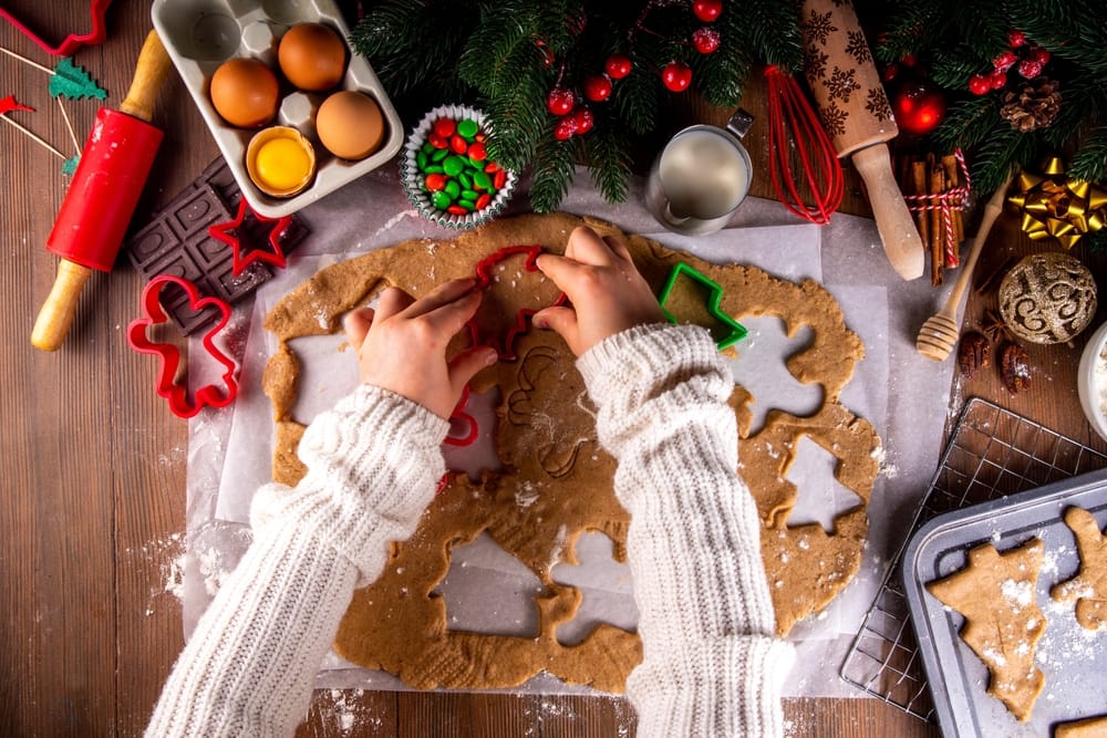 Family making Christmas cookies.