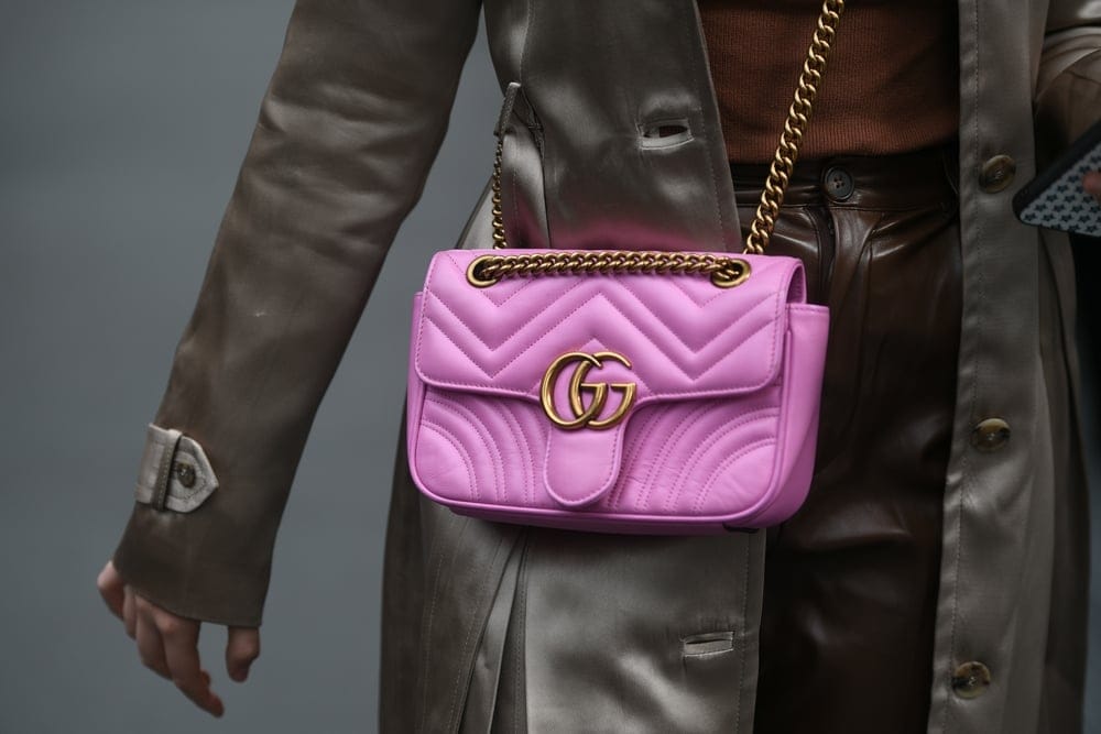 Fashion label purple purse.