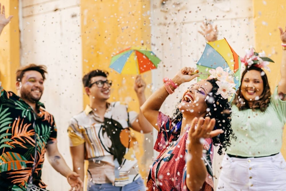 Group of friends celebrating.