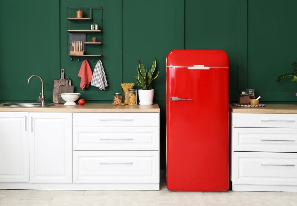 Stylish red refrigerator.