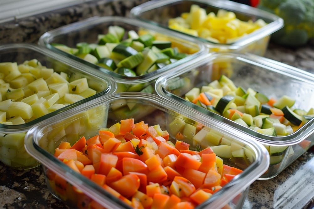 Meal,Prep,Kitchen,Preparation,Lunchbox,Tupperware,Diced,Vegetables,Cucumber,Carrot
