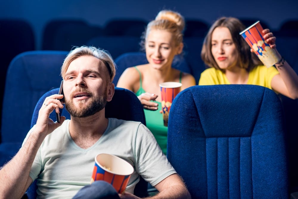 Man watching a movie.