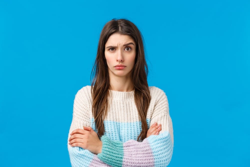 Woman looking skeptical.