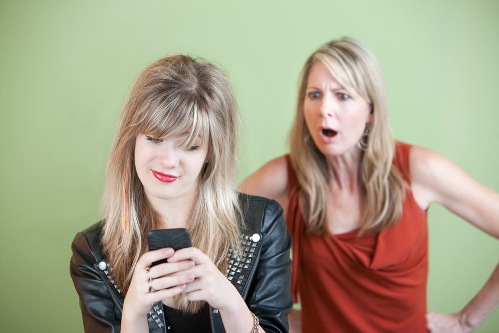 Mom and daughter having a disagreement.