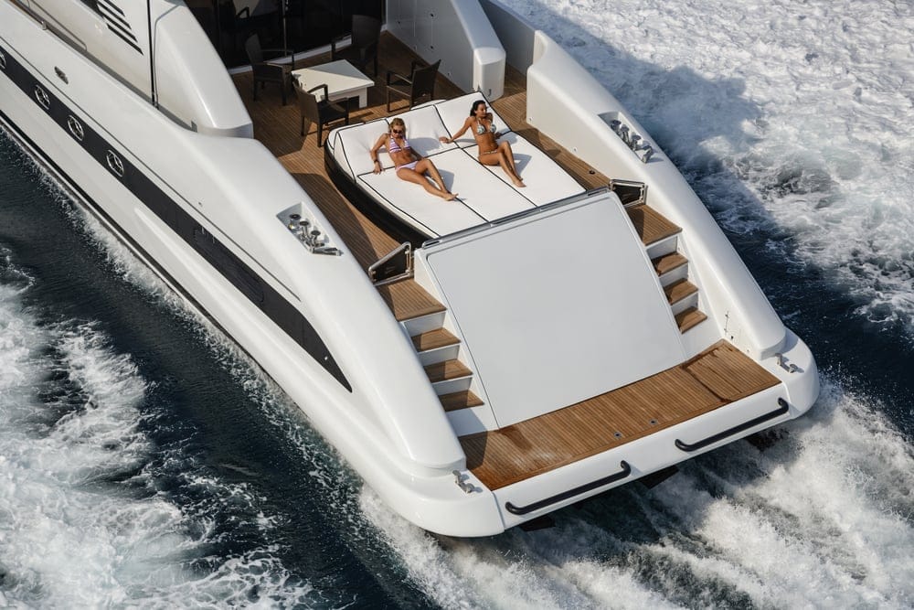 Luxury yacht in the water.