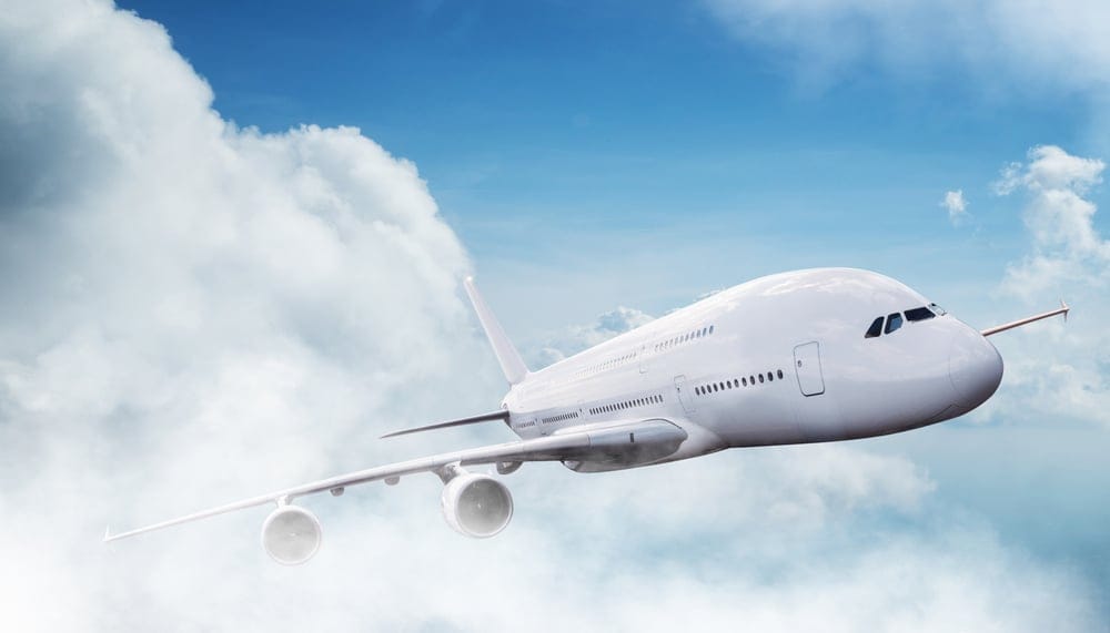 Airplane in the sky.