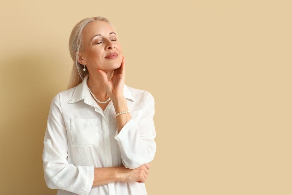 Older woman looking confident.