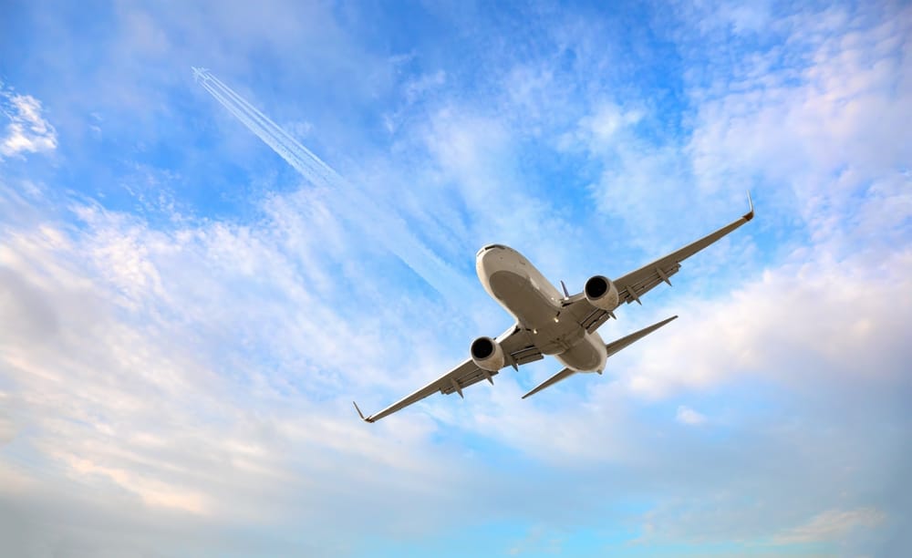 Airplane in the sky.