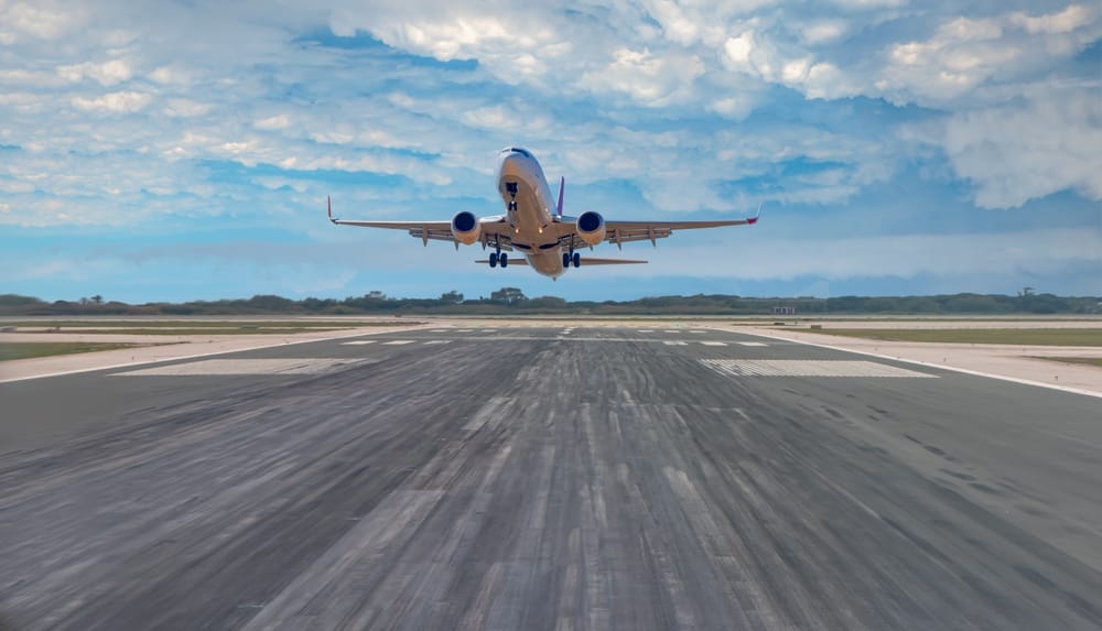 Airplane about to take off.