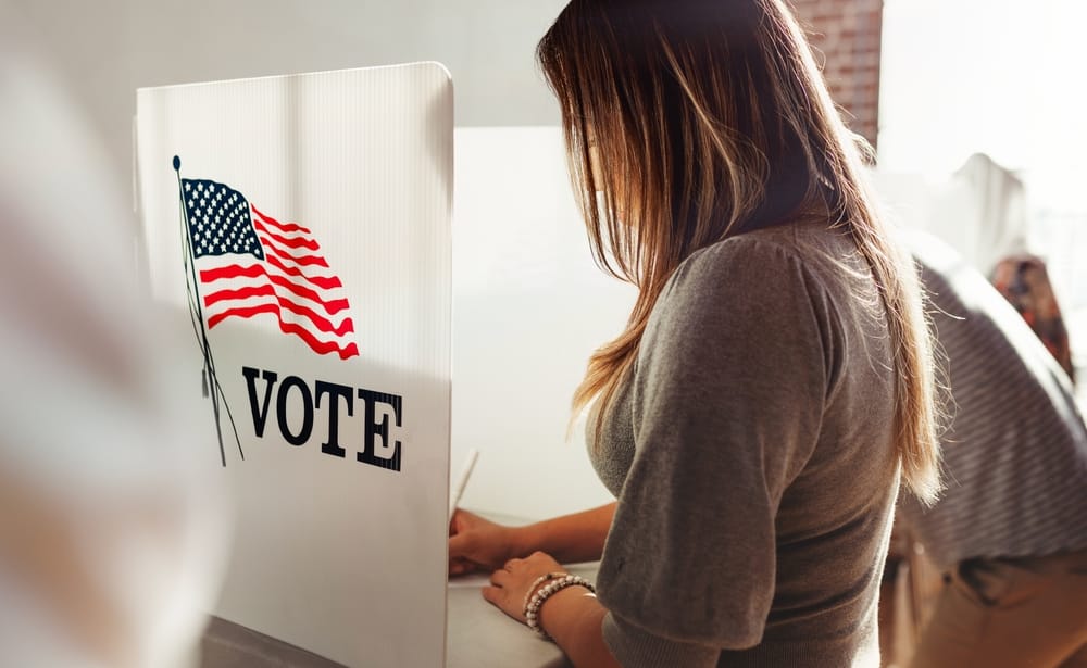 Woman placing her vote.