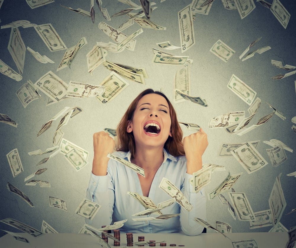 Woman showing optimism.
