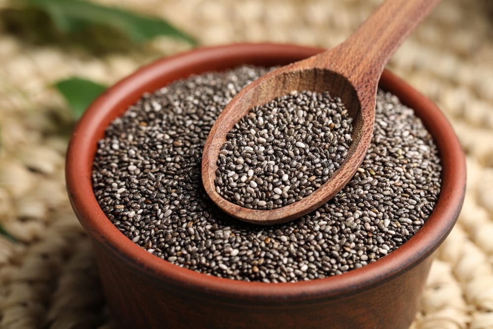 Bowl of chia seeds. 