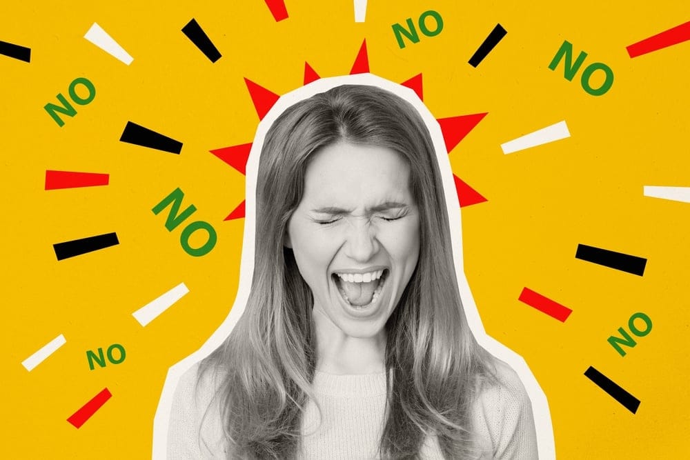 Woman angry shouting no.