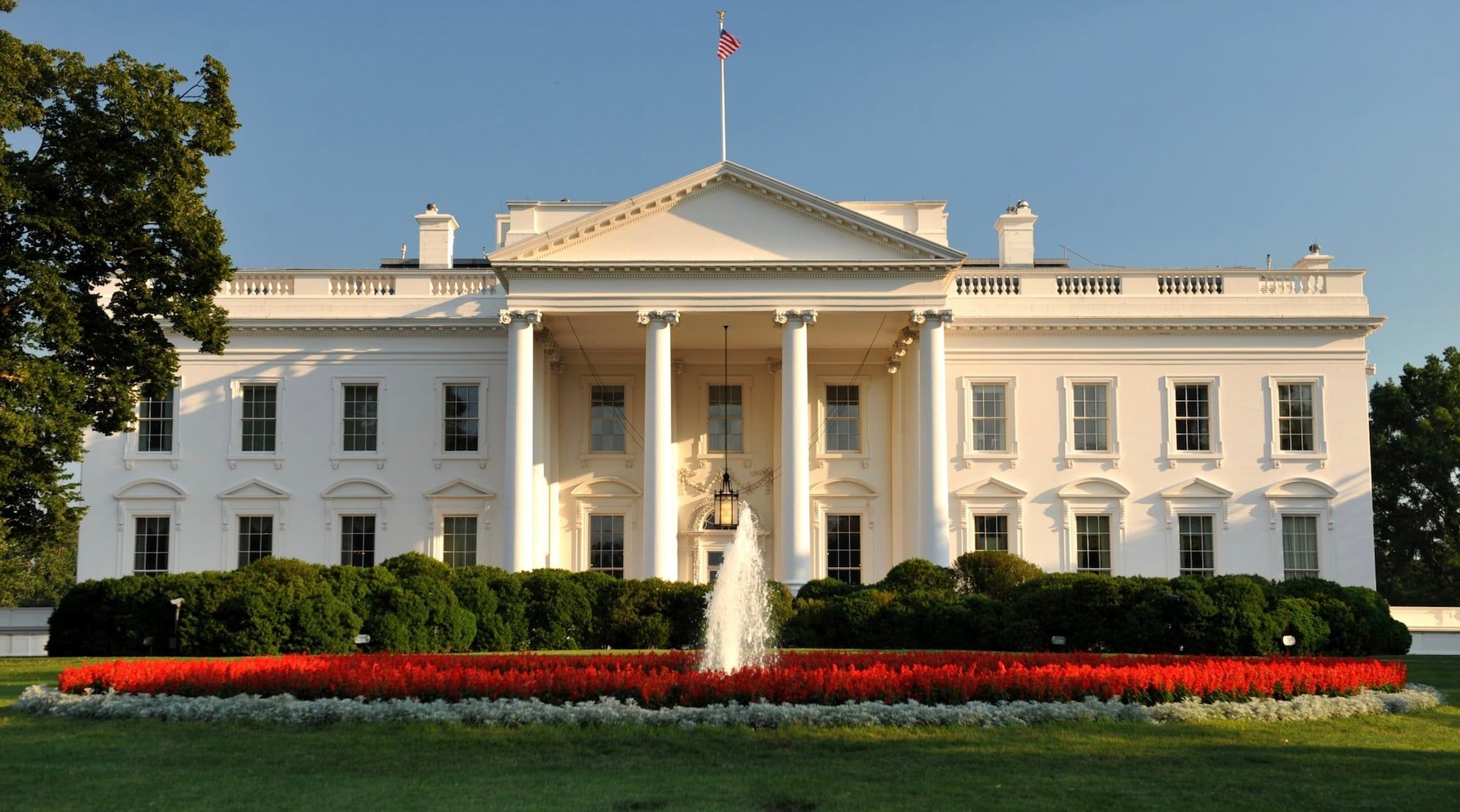 The exterior of the White House.