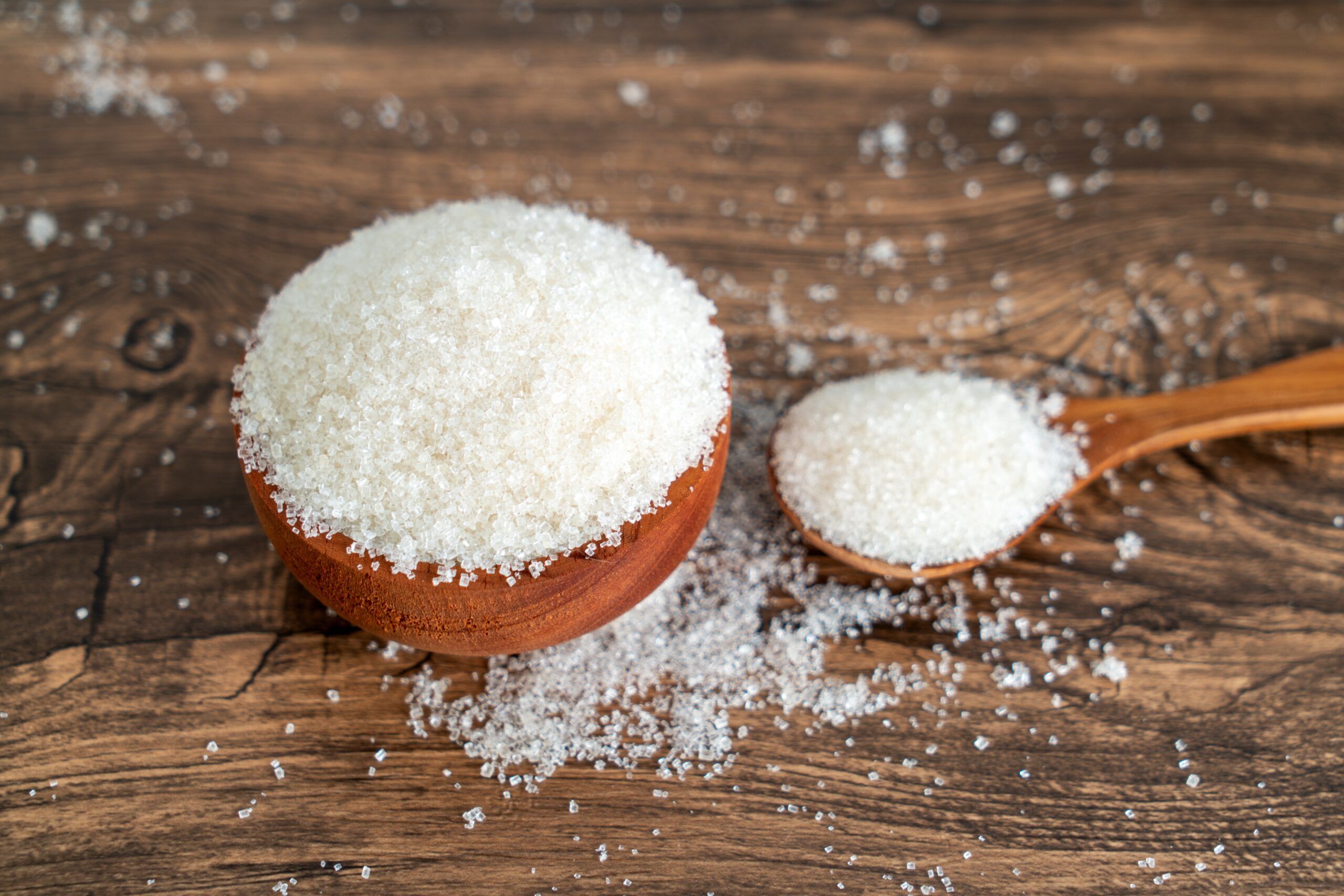Bowl of granulated sugar.
