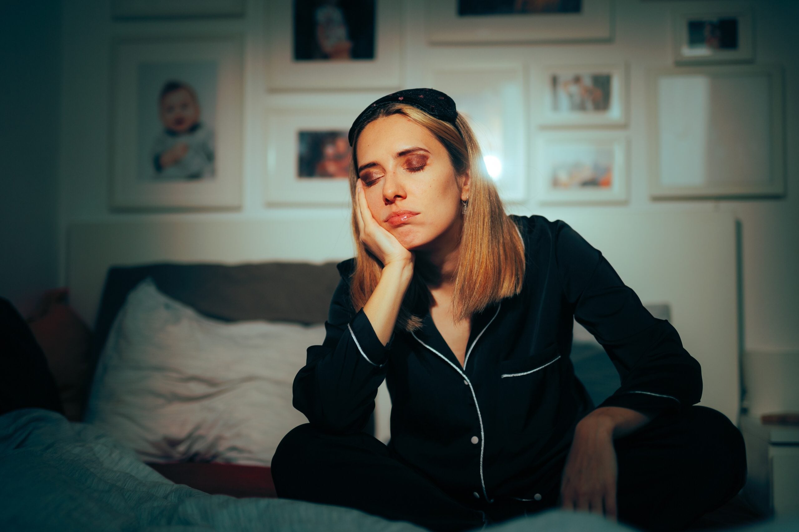 Woman feeling drained from being too social.