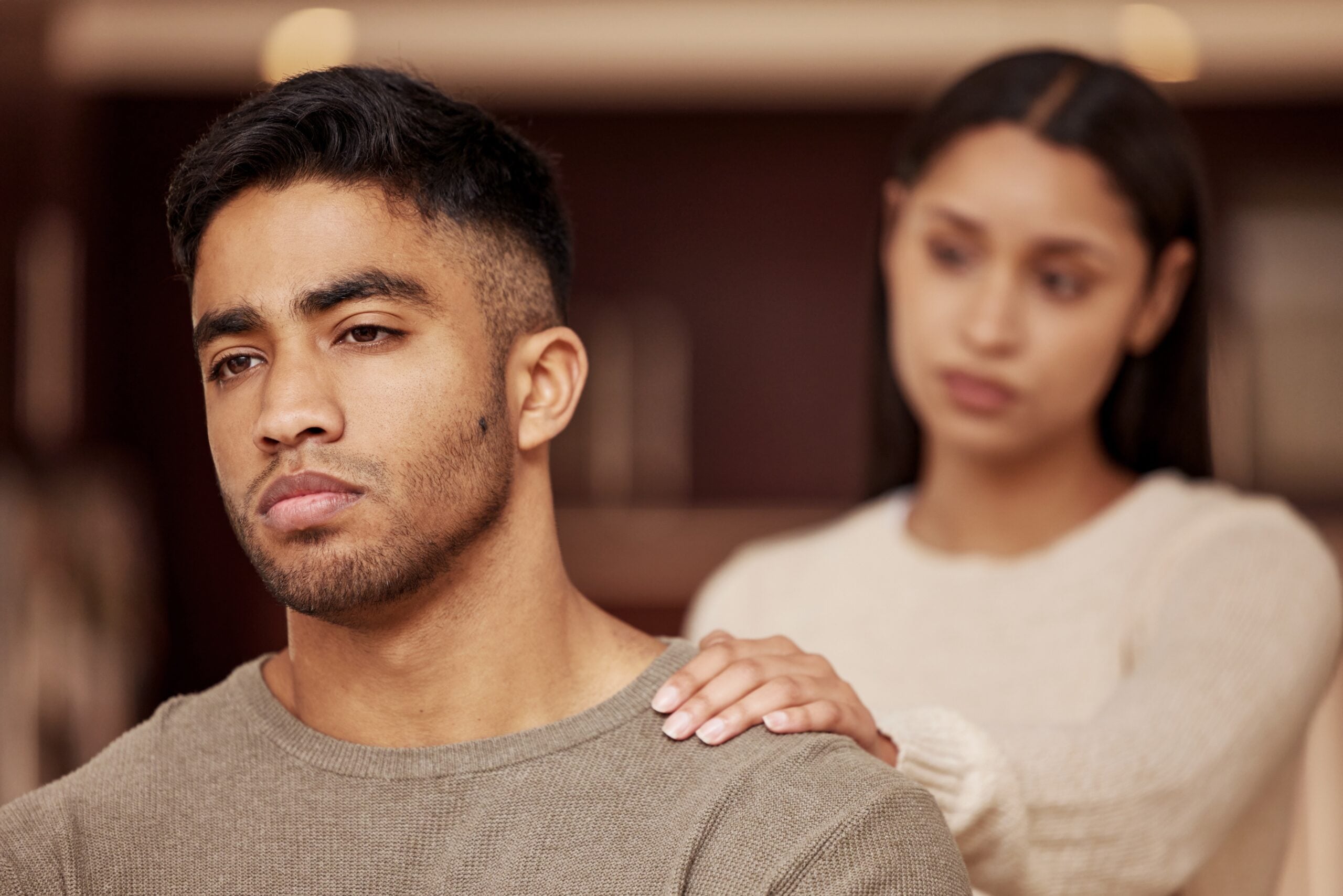 A couple remaining calm during the conflict of an argument.