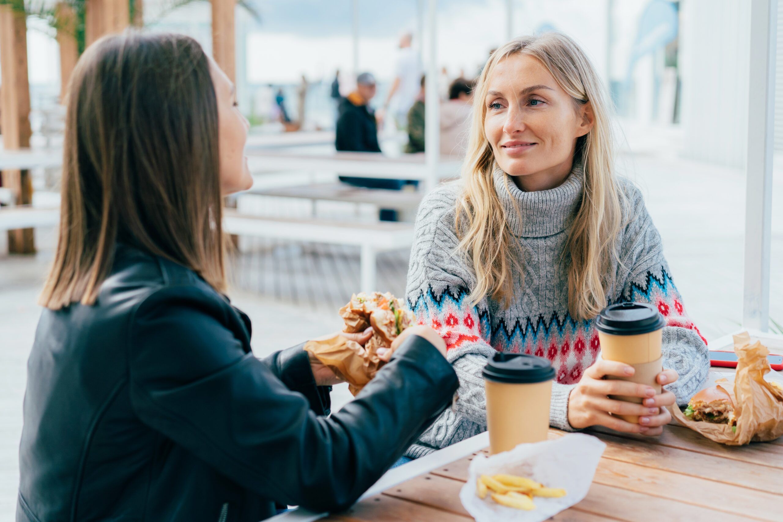 A woman enjoying her time with a friend.