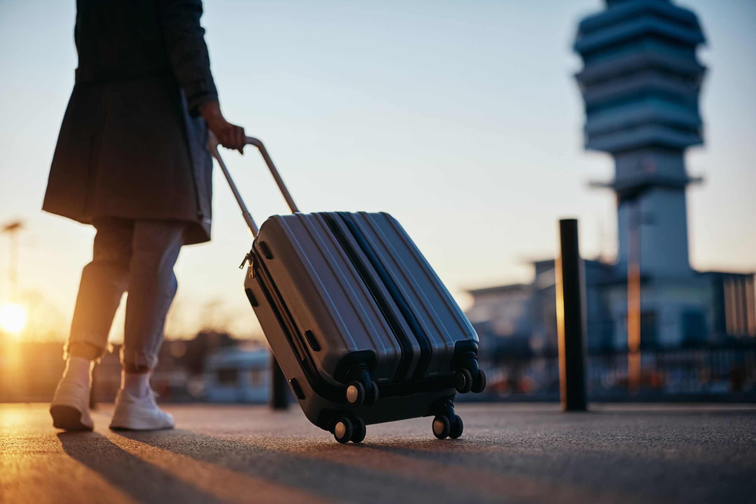 A independent woman traveling solo.