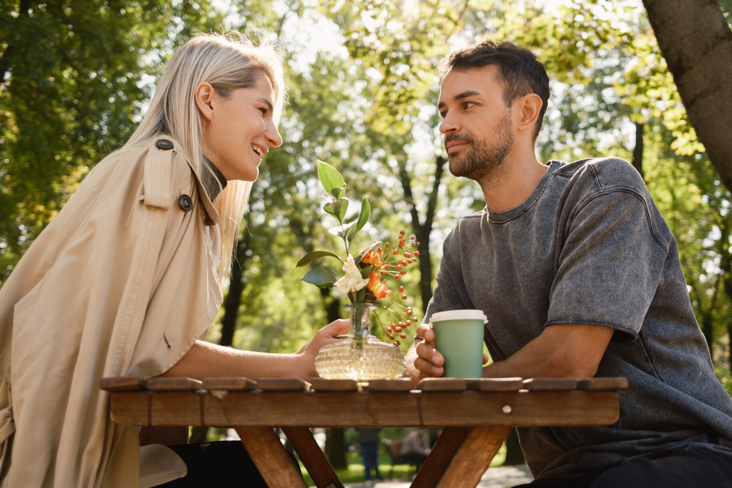 A man working on his emotional growth by talking to a friend.