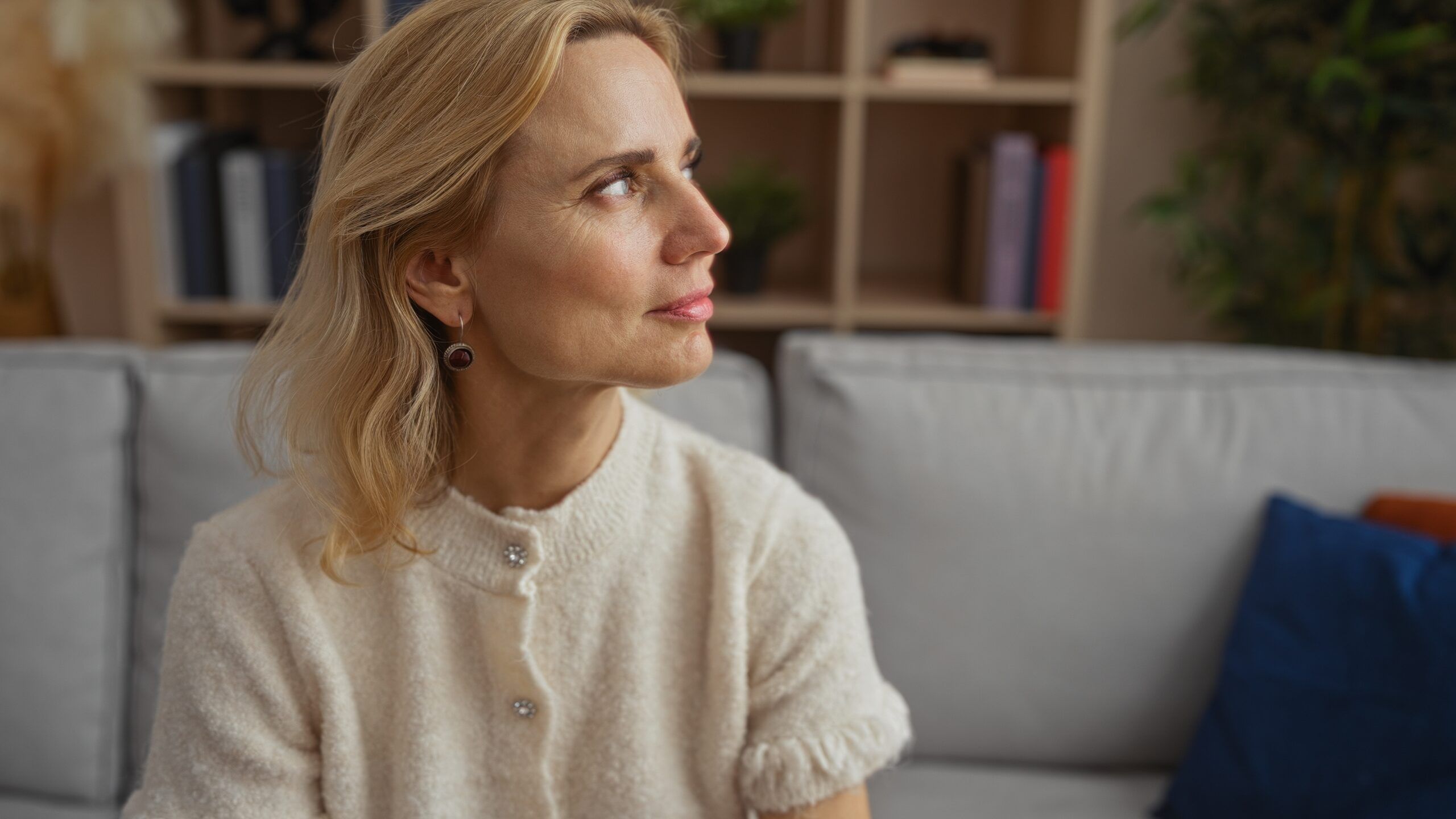 An unmistakably elegant and confident women in her 50s.