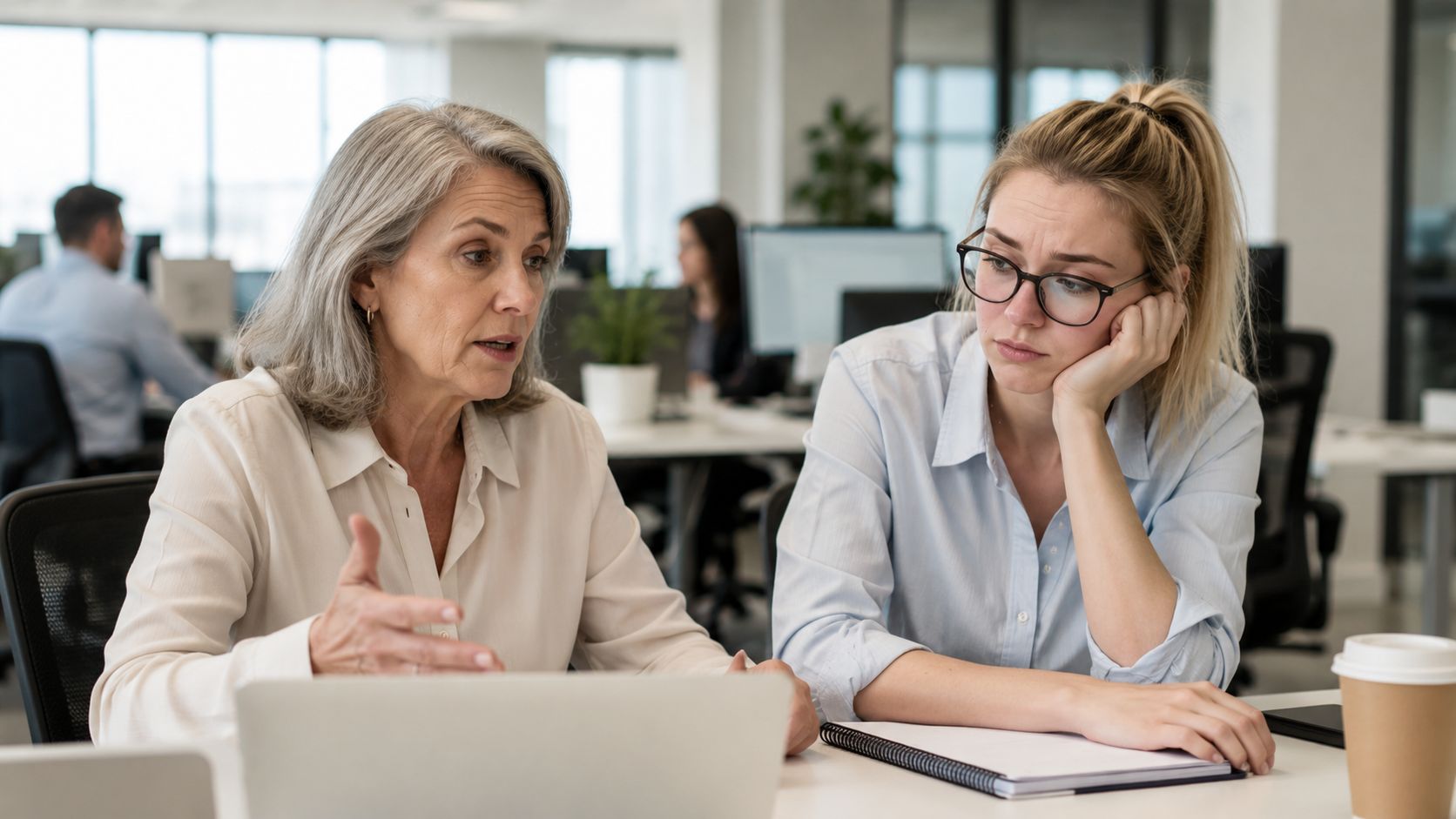 Boomer working with GenZ woman