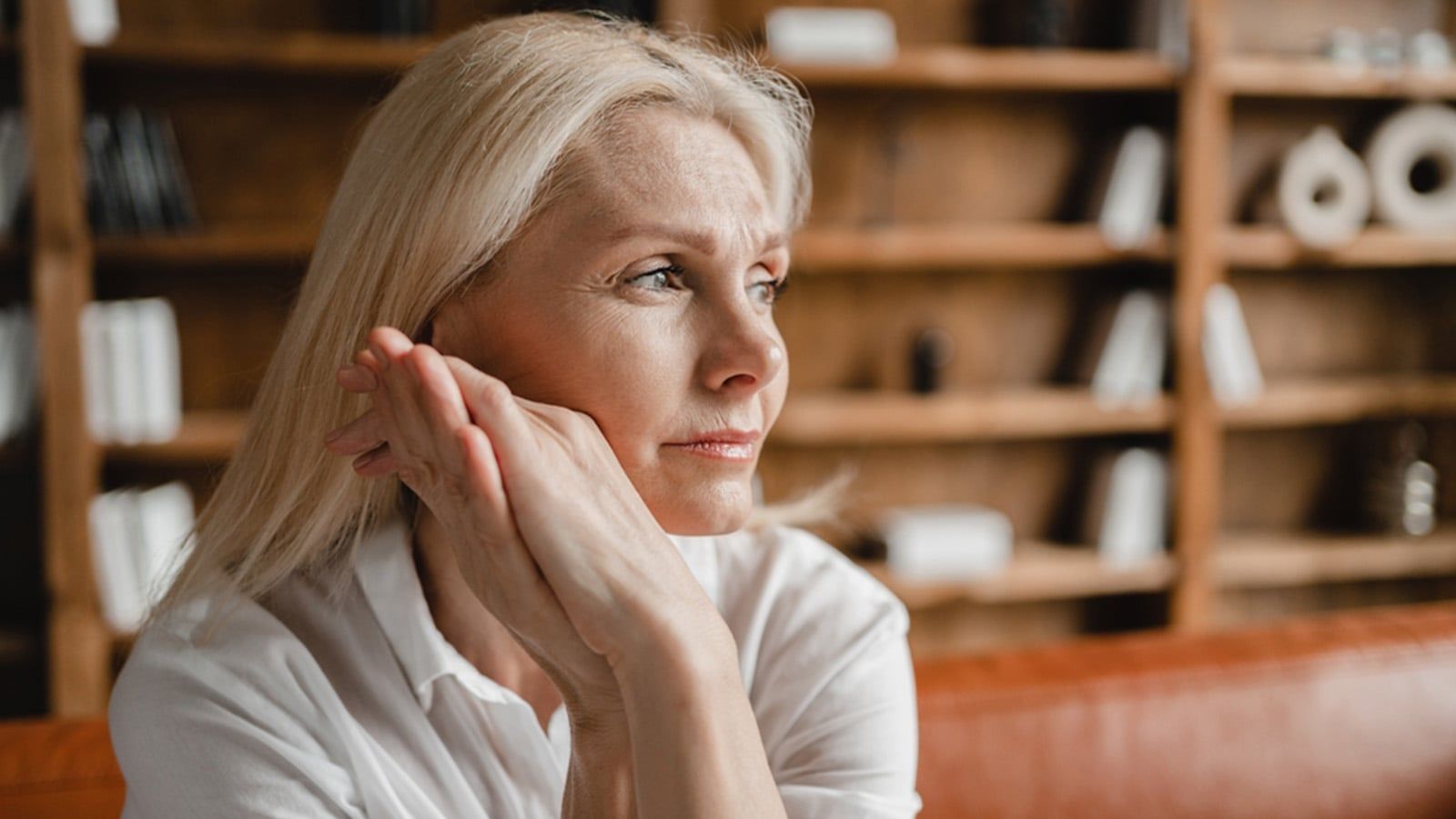 Retired woman feeling lonely.