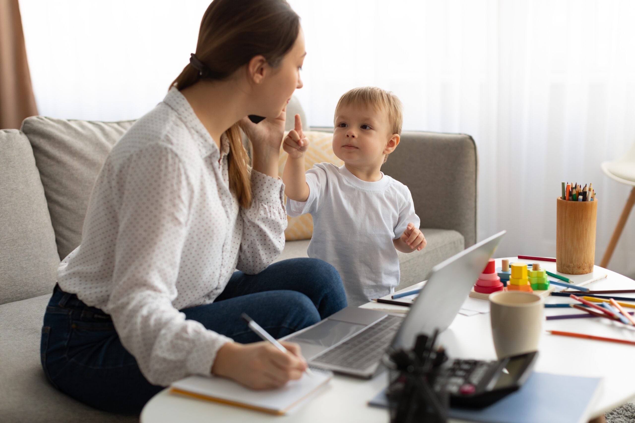 A woman who is who multitasking through life.